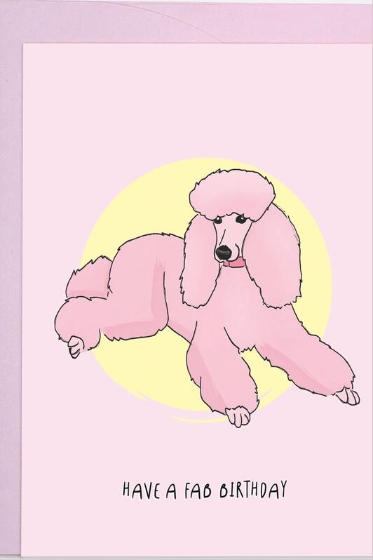 Kaart Blanche Kort Pink Poodle rosa