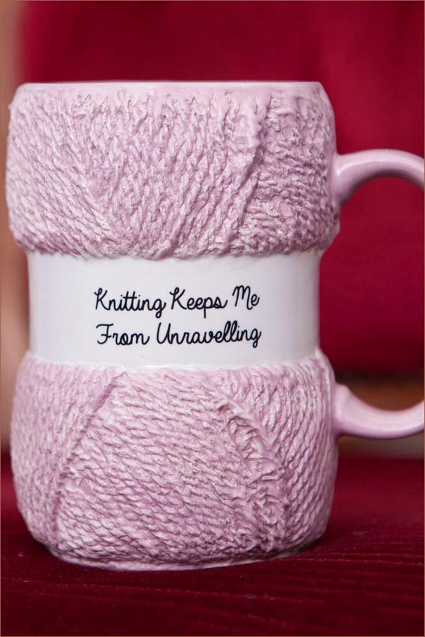 Boxer Gifts Kopp "Knitting mug" rosa