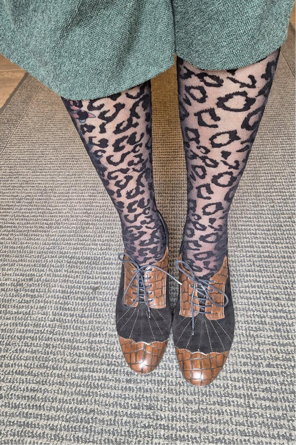 Pamela Mann Strømpebukser Sheer leopard sort