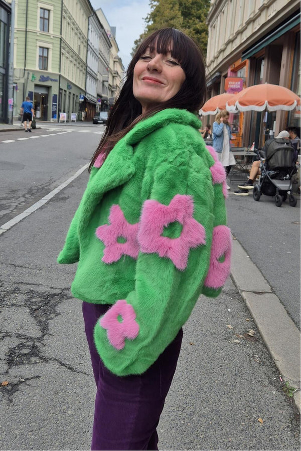JayLey Jakke Flowerpower grønn/rosa