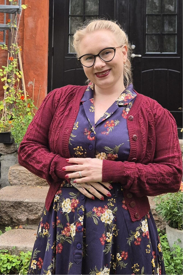 Emmy Cardigan Ice Skater Maroon