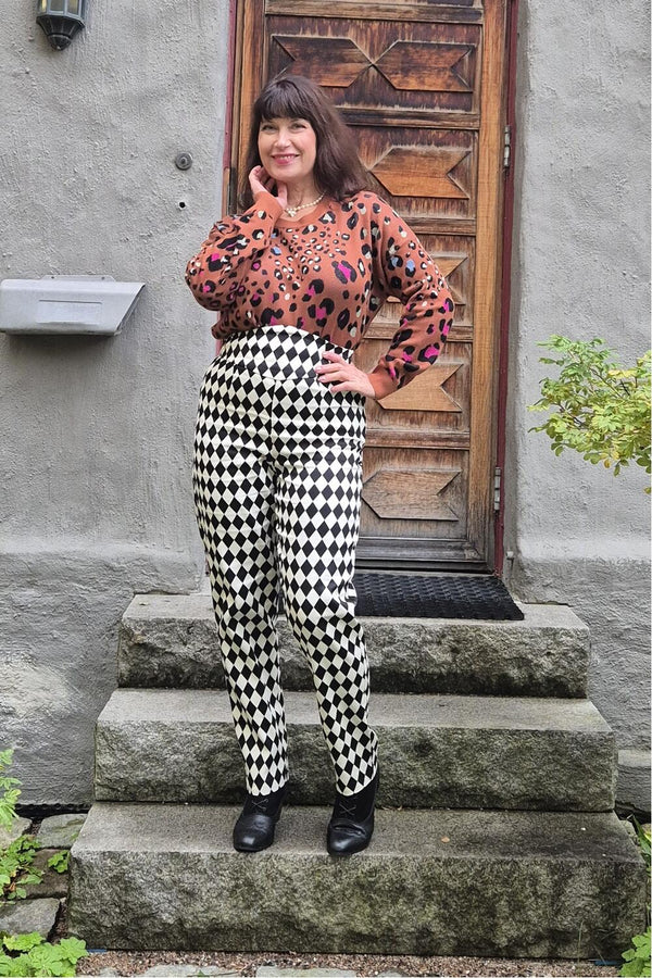Banned Bukser Samantha harlequin sort hvit