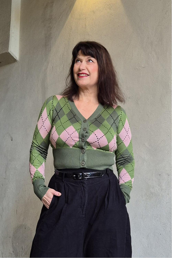 Voodoo Vixen Cardigan Argyle grønn