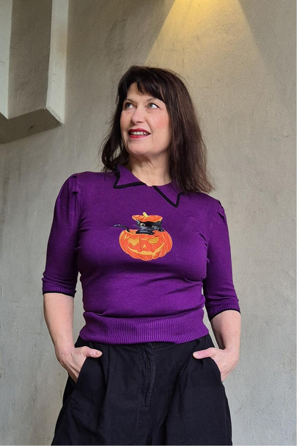Voodoo Vixen Genser Pumpkitty lilla