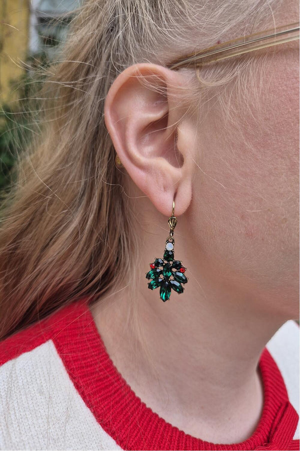 Lovett & Co Øredobber Novelty festive grønn