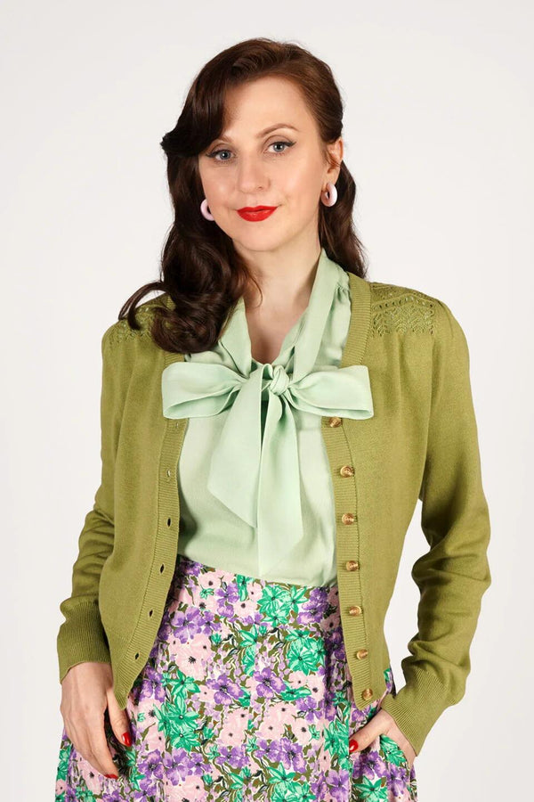 Weekend Doll Cardigan Clara salviegrønn