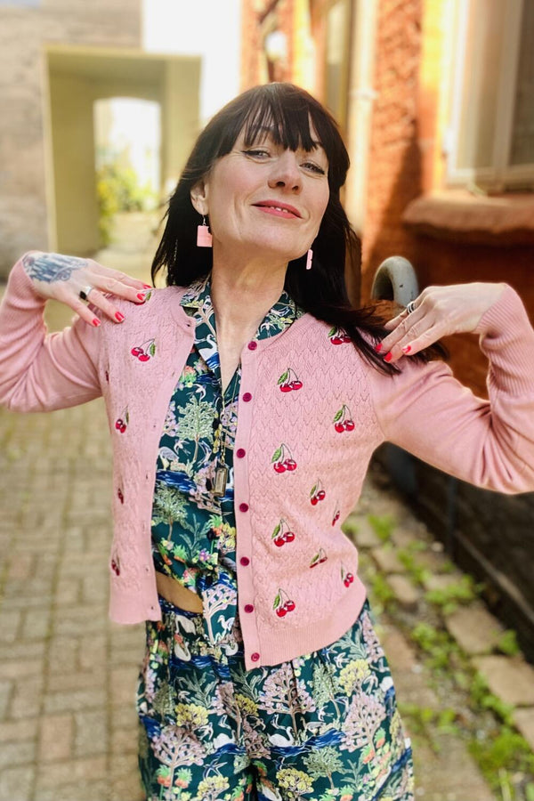 Voodoo Vixen cardigan Cherry baby rosa