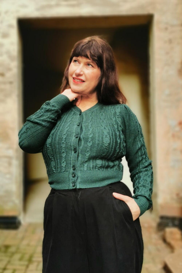 Emmy Cardigan Ice Skater peacock grønn