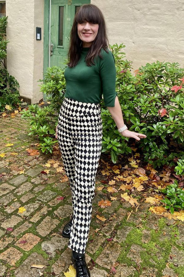 Banned Bukser Samantha harlequin sort hvit