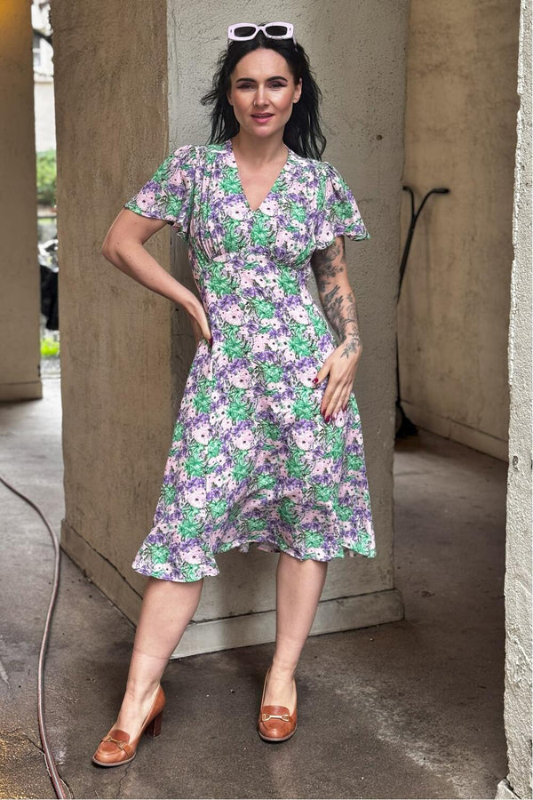 Lilla grønnmønstret 40-talls kjole - fra Manillusion, Oslo