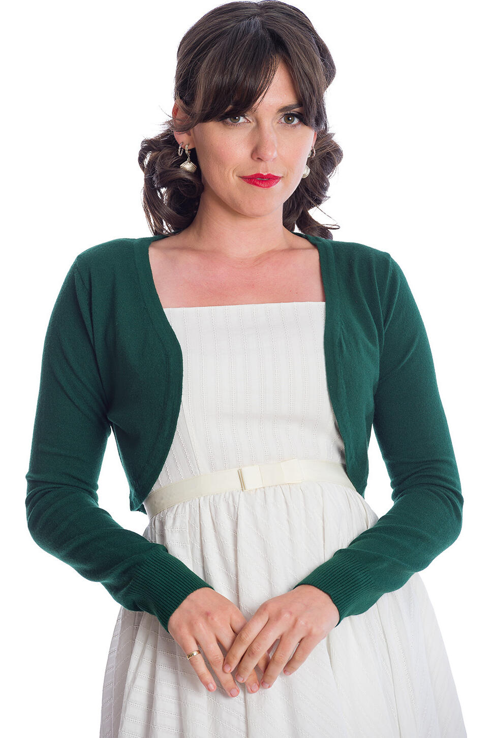 Flaskegrønn olero i 50talls stil med lange ermer - fra Manillusion, Oslo