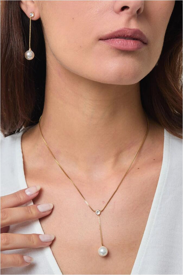 Byren Halssmykke Perlesnor gull