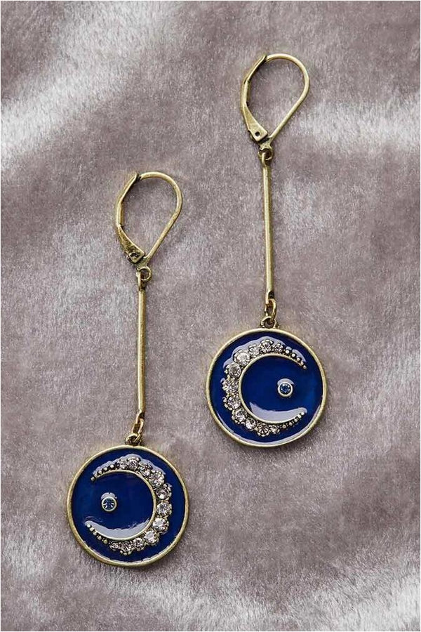 Lovett & Co Øredobber 20s Celestial Disc drop midnattsblå