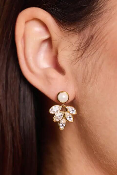 Byren Øredobber Perle blader gull