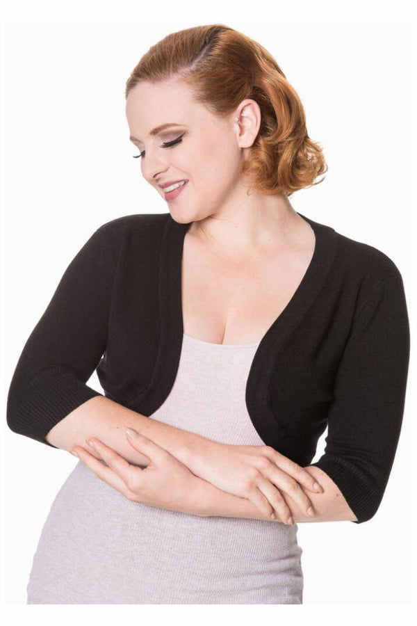 Sort 50-talls stil bolero med trekvart ermer - fra Manillusion, Oslo.