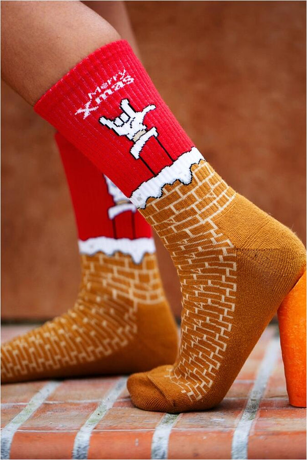 Pegada Sokker Merry Xmas rød/brun