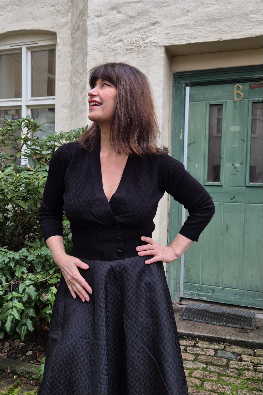 sort cardigan med diamantstrikk fra Manillusion i Oslo