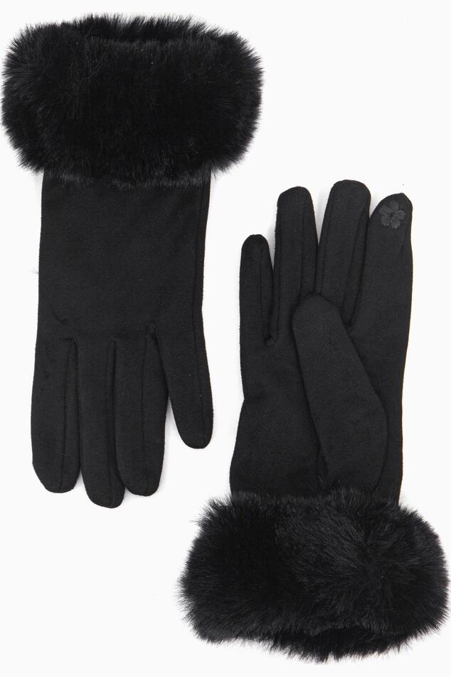 Sorte hansker med fuskepelskant og scrollefinger - Retro stil fra Manillusion, Oslo