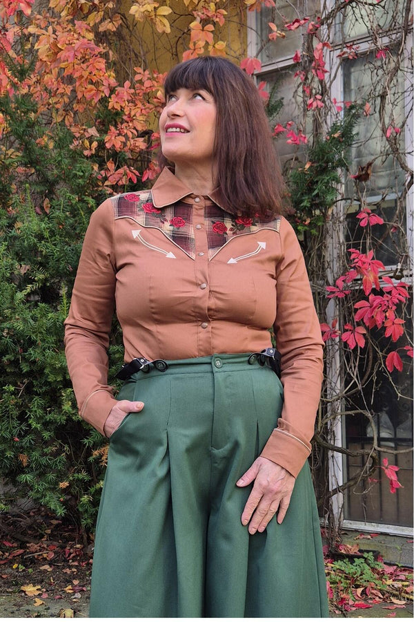 Voodoo Vixen Bluse Rose West brun