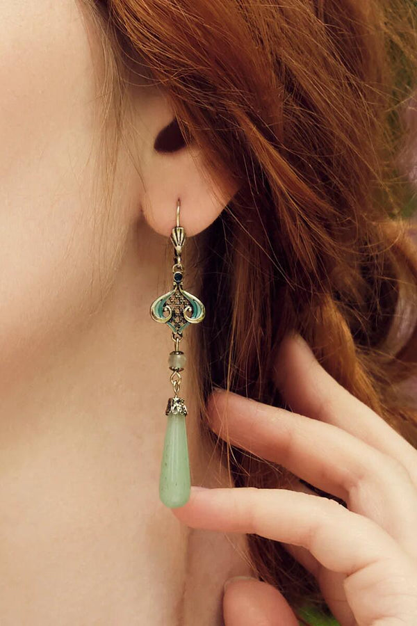 Lovett & Co Øredobber Aventurine grønn