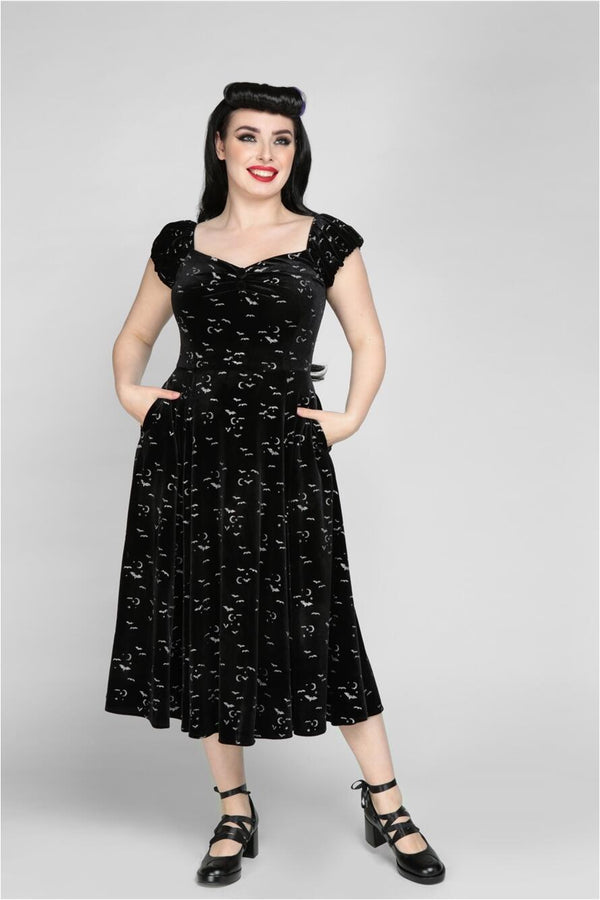 Collectif Swingkjole Dolores Doll glitter bat sort