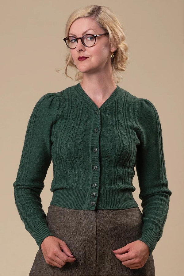 Emmy Cardigan Ice Skater peacock grønn