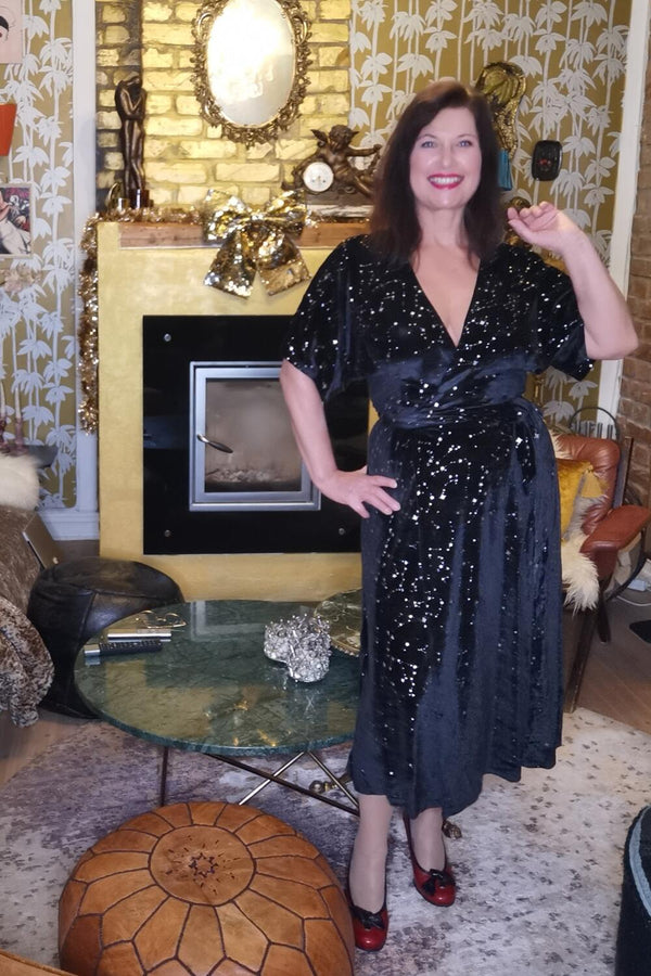 Unique Vintage Kjole Stjernebilde sort