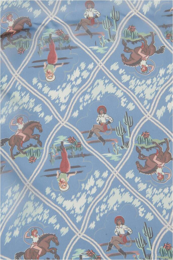 Unique Vintage Skjerf Pinup cowgirl blå