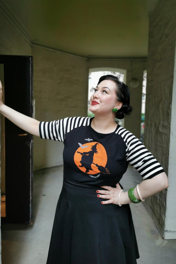 Hell Bunny Genser Fly Away sort/oransje