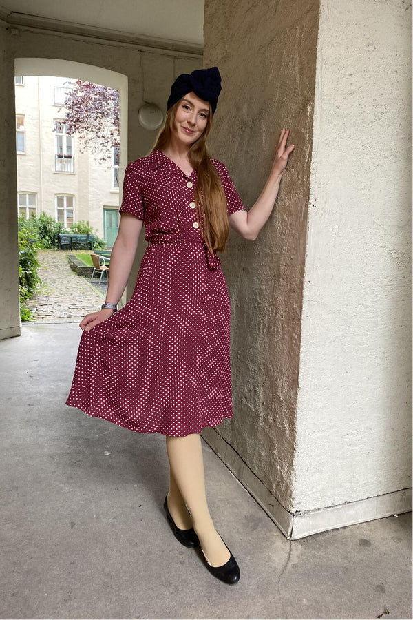 Pretty Retro Pretty Skjortekjole polka burgunder