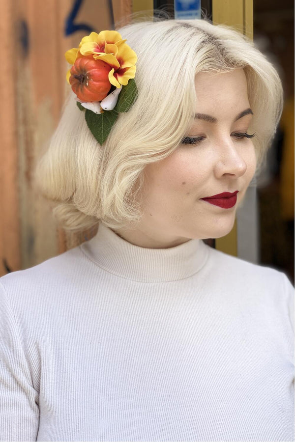 Collectif Brosje og hårblomst Diana oransje