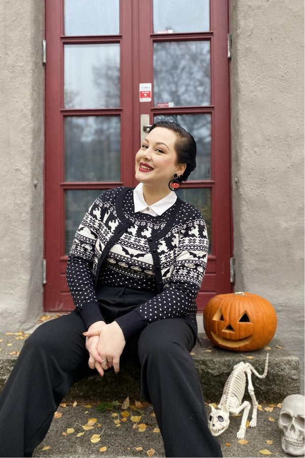 Hell Bunny Cardigan Spook Sort/hvit