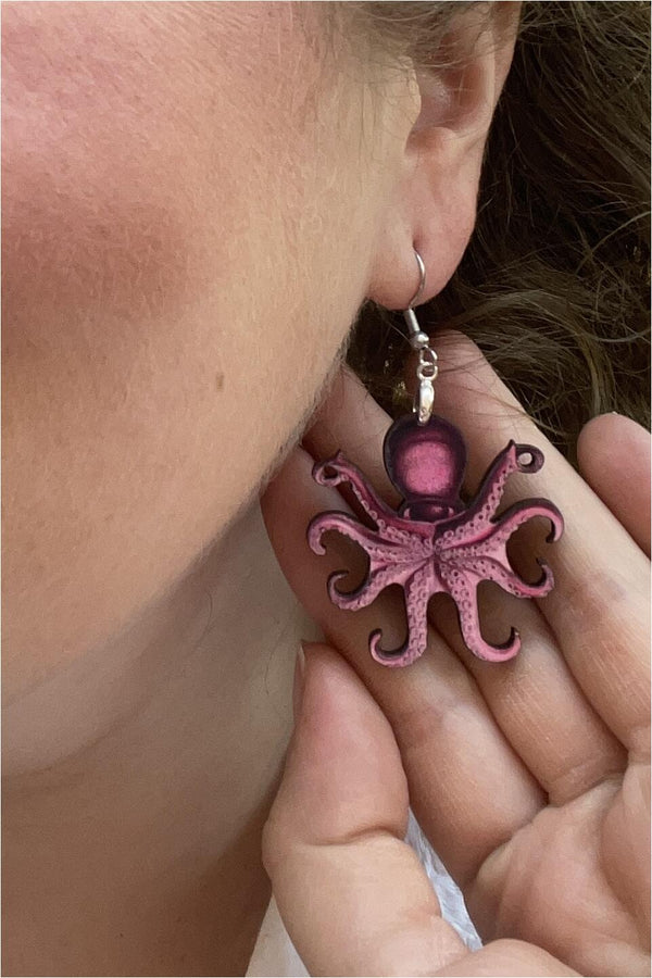 Iamsonotcool Øredobber Octopus rosa