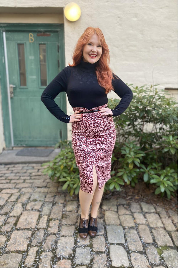 Collectif Blyantskjørt Rilla leopard rosa