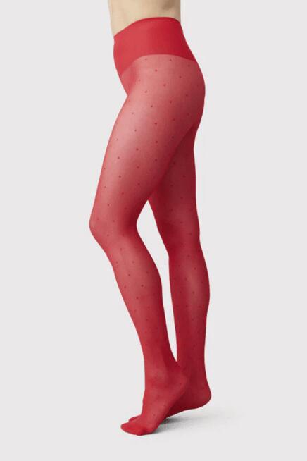 Swedish Stockings Strømpebukser Doris dots rød