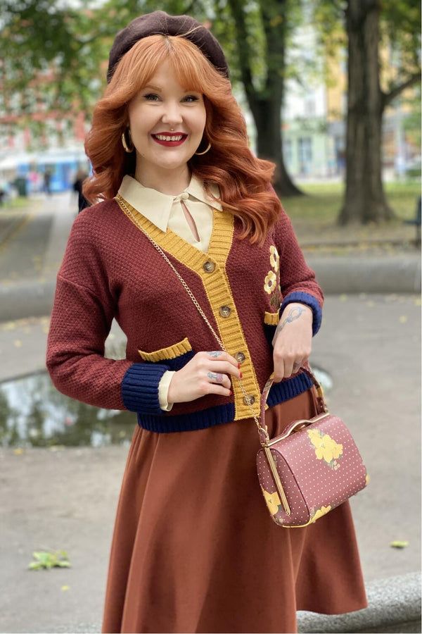 Unique Vintage Cardigan Flowerpot rust